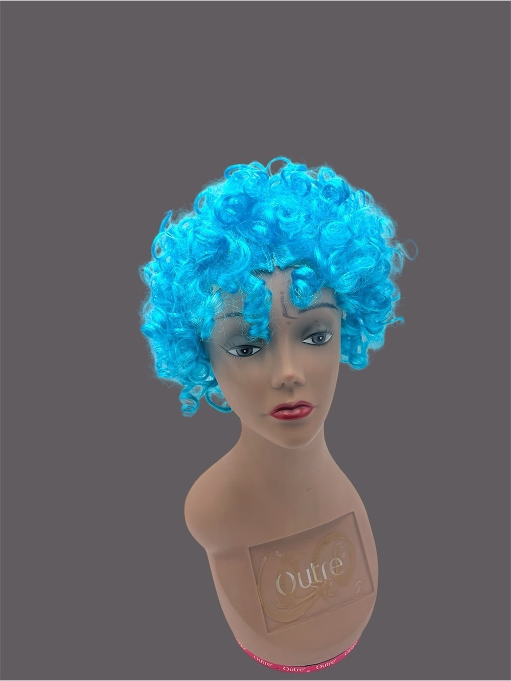 Blue Curly Afro Wig – Short Synthetic Carnival / Mardi Gras / Cosplay – NWOT